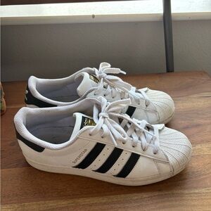 adidas White Sneakers with Black Stripes